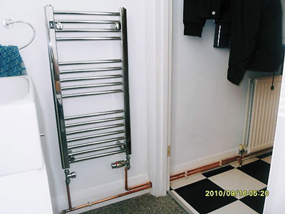 Brockley London SE4 - heated towel rail central heating extension