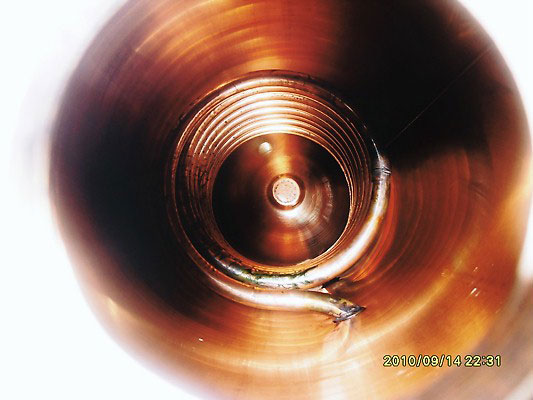 heating coil in a new water cylinder - no limescale
